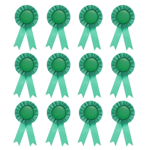 Uxcell Blank Award Ribbon, Rosette Ribbon Honorable Prize Recognition Ribbon, Green, 12Pack