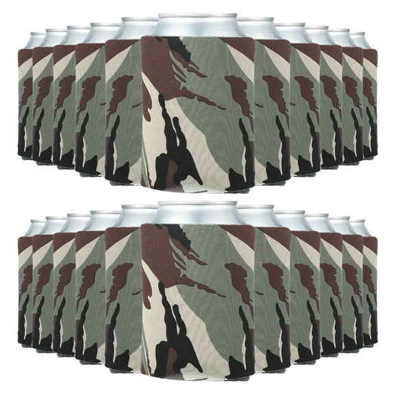 Uxcell Blank Beer Can Cooler Sleeves, Plain Bulk Collapsible Bottle Sleeve Insulated Foam Can Cover Army Camouflage 50