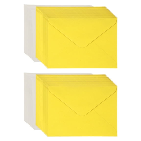 Uxcell Blank Cards and Envelopes 5x7", Invitation Cards White Cardstock Greeting Cards (Lemon Yellow), 24 Pack, Perfect for Office Wedding Gift Graduation Birthday