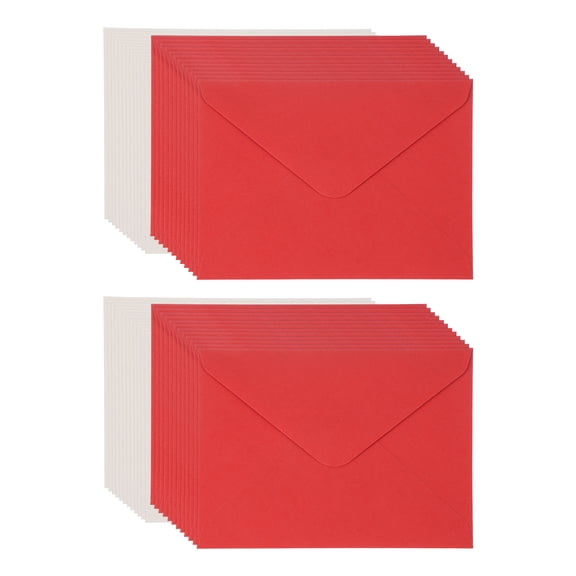 Uxcell Blank Cards and Envelopes 5x7", Invitation Cards White Cardstock Greeting Cards (Red), 24 Pack, Perfect for Office Wedding Gift Graduation Birthday