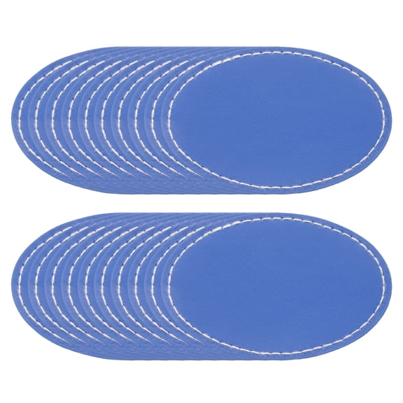 Uxcell Blank Leatherette Patches, Oval Faux Leather Hats Patches with Adhesive Iron-on Heat Press Laserable Rustic for Hats DIY Fabric Repair Sew Blue