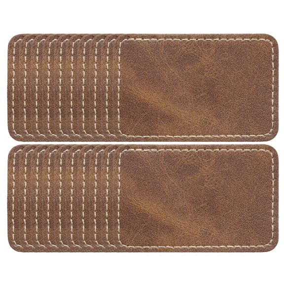 Uxcell Blank Leatherette Patches, Rectangle Faux Leather Hat Patches with Adhesive Iron-on Heat Press Laserable Rustic for Hats DIY Fabric Repair Sew Deep Brown