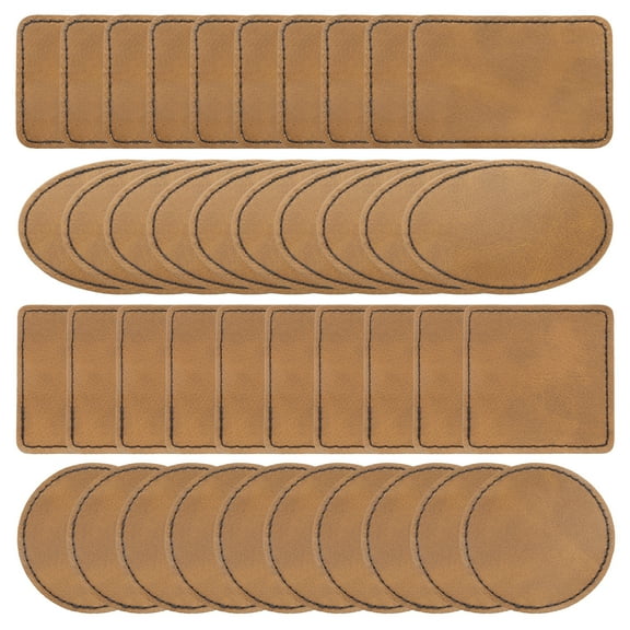 Uxcell Blank Leatherette Patches, Faux Leather Hats Patches Sets with Adhesive Iron-on Heat Press Laserable Rustic for Hats DIY Fabric Repair Sew Khaki