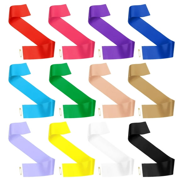 Uxcell Blank Satin Sash, 24 Pack Multicolor Blank Sash Plain Satin Sashes DIY Sash Accessory