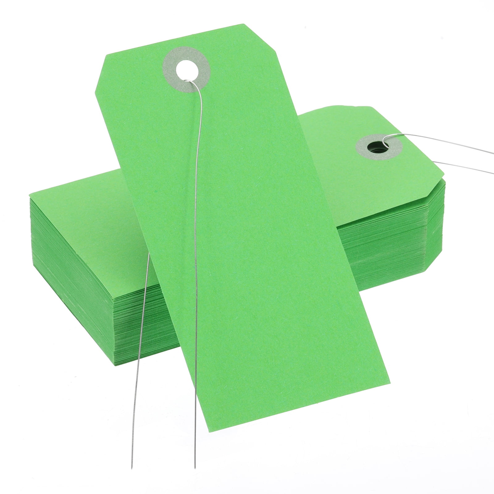 Uxcell Blank Shipping Tags Shipping Tags with Wire Manila Hang Label Tags with Reinforced Eyelet for Inventory Gift Label Green 4-3/4"