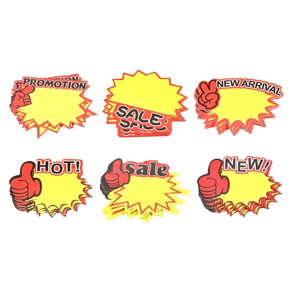 Uxcell Blank Star Burst Sale-Signs Price-Tags Paper Pricing Labels 90x70mm Yellow for Retail, Pack of 60