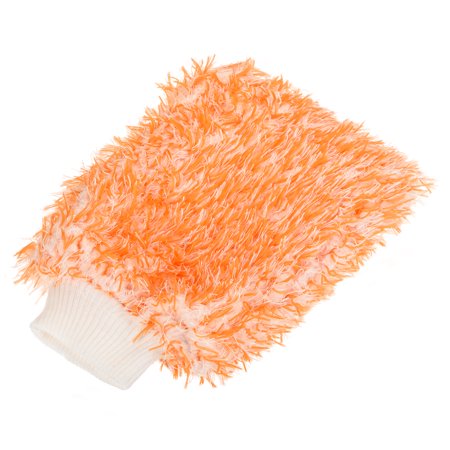 Uxcell Blend Washable Scratch Free Dusting Gloves Microfiber Wash Mitt, Orange White