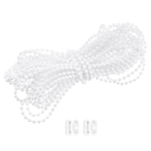 Uxcell Blind Bead Chain Cord Set, 9.15M POM Chain Accessories with 2 Pack Connectors, White