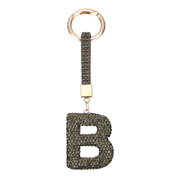 Uxcell Bling Car Letter Charm, Car Rear View Mirror Charm Black Initial Letter Interior Decoration Hanging Crystal Ornaments for Women, Bags DIY, B