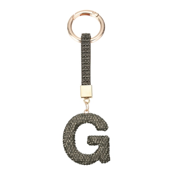 Uxcell Bling Car Letter Charm, Car Rear View Mirror Charm Black Initial Letter Interior Decoration Hanging Crystal Ornaments for Women, Bags DIY, G