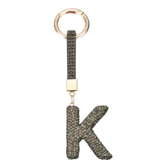 Uxcell Bling Car Letter Charm, Car Rear View Mirror Charm Black Initial Letter Interior Decoration Hanging Crystal Ornaments for Women, Bags DIY, K