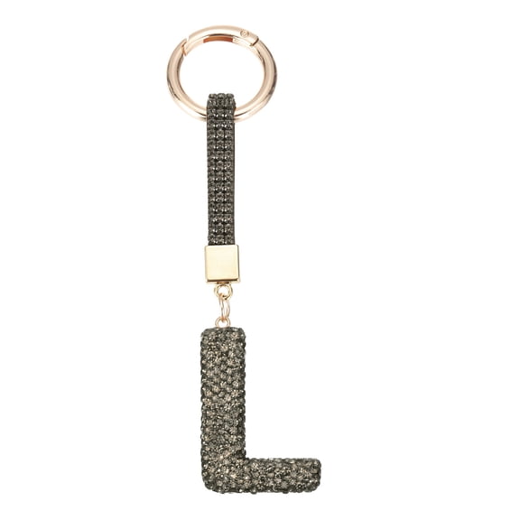 Uxcell Bling Car Letter Charm, Car Rear View Mirror Charm Black Initial Letter Interior Decoration Hanging Crystal Ornaments for Women, Bags DIY, L