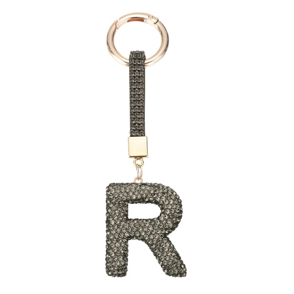 Uxcell Bling Car Letter Charm, Car Rear View Mirror Charm Black Initial Letter Interior Decoration Hanging Crystal Ornaments for Women, Bags DIY, R