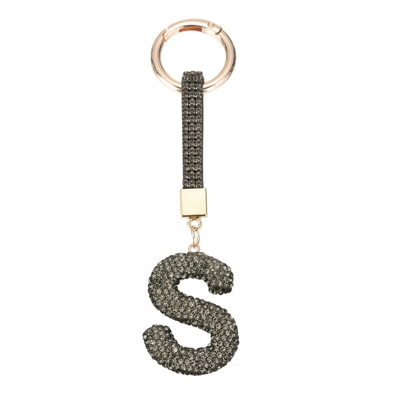 Uxcell Bling Car Letter Charm, Car Rear View Mirror Charm Black Initial Letter Interior Decoration Hanging Crystal Ornaments for Women, Bags DIY, S