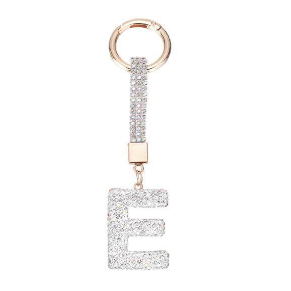 Uxcell Bling Car Letter Charm, Car Rear View Mirror Charm Silver Initial Letter Interior Decoration Hanging Crystal Ornaments for Women, Bags DIY, E