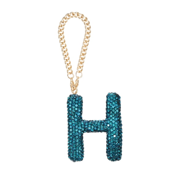 Uxcell Bling Car Letter Charm, Initial H Letter Rear View Mirror Decoration, Lake Blue