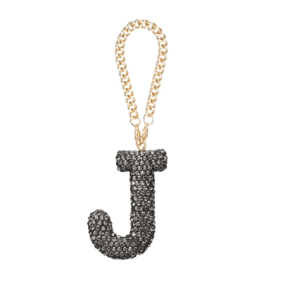 Uxcell Bling Car Letter Charm, Initial J Letter Rear View Mirror Decoration, Gray