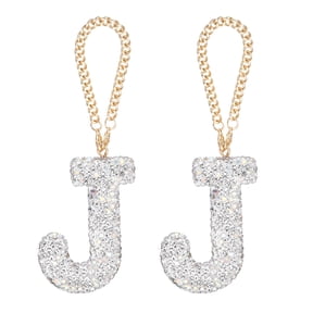 Uxcell Bling Car Letter Charm, Initial J Letter Rear View Mirror Decoration, White Colourful