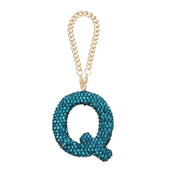 Uxcell Bling Car Letter Charm, Initial Q Letter Rear View Mirror Decoration, Lake Blue