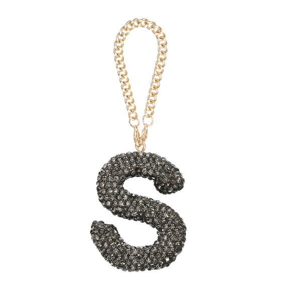 Uxcell Bling Car Letter Charm, Initial S Letter Rear View Mirror Decoration, Gray