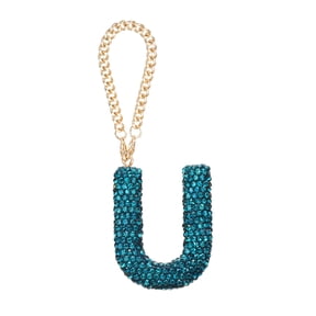 Uxcell Bling Car Letter Charm, Initial U Letter Rear View Mirror Decoration, Lake Blue
