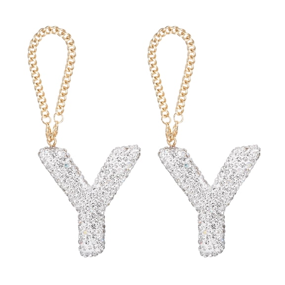 Uxcell Bling Car Letter Charm, Initial Y Letter Rear View Mirror Decoration, White Colourful