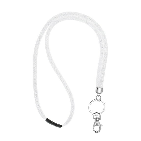 Uxcell Bling Keychain Lanyard Crystal Lanyard Keychain with Metal Clasp White
