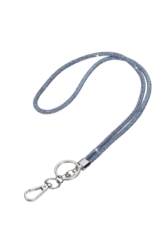 Bling Lanyard, 19"/48cm Rhinestone Crystal Lanyard Chain Diamond Neck Strap Keychain with Metal Clasp & Keyring for Office ID Card Badge Keys Women, Sky Blue