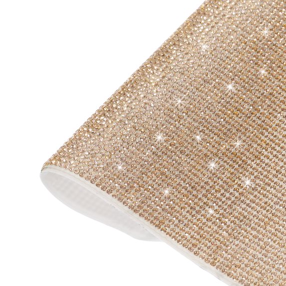 Uxcell Bling Rhinestone Sheet Self Adhesive Sticker 15.75 x 9.44 Inch DIY Car Decoration Sticker Beige