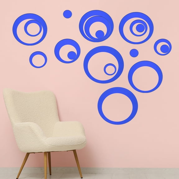 Uxcell Blue Circle Wall Mirror Stickers for Walls, Home, Mirrors Decals