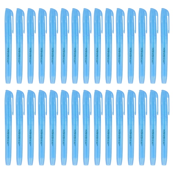 Uxcell Blue Highlighter, 30 Pack No Bleeds Highlighters Pens Neon Clear View Bright Quick Dry Pocket Marker Pen Sticks Chisel Tip Cute for Books Office Adults, Transparent Rod