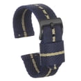 thumbnail image 1 of Uxcell Blue Khaki Nylon Striped Watchband 20mm Width Soft Nylon Strap with Black Buckle, Canvas Watch Band, 1 of 6