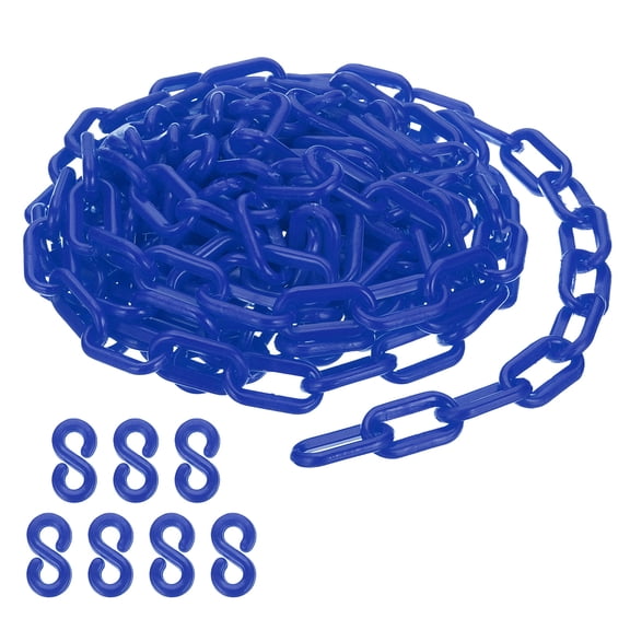 Uxcell Blue Plastic Chain, 16 ft 6mm Safety Barrier Chain for Crowd Control