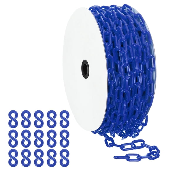 Uxcell Blue Plastic Chain, 92 ft 6mm Safety Barrier Chain for Crowd Control