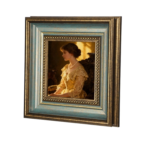 Uxcell Blue Square Photo Frame, 8.5x8.5 Inch Resin Photo Frame Tabletop Display & Wall Mounted for Pictures Certificates Home Office Decor, Suits for 12.7x12.7cm Photo