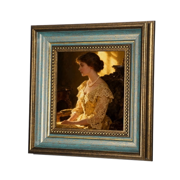 Uxcell Blue Square Photo Frame, 9.3x9.3 Inch Resin Photo Frame Tabletop Display & Wall Mounted for Pictures Certificates Home Office Decor, Suits for 15.3x15.3cm Photo