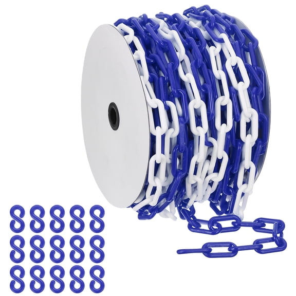 Uxcell Blue/White Plastic Chain, 115 ft 8mm Safety Barrier Chain for Crowd Control