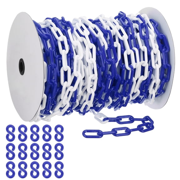 Uxcell Blue/White Plastic Chain, 131 ft 8mm Safety Barrier Chain for Crowd Control
