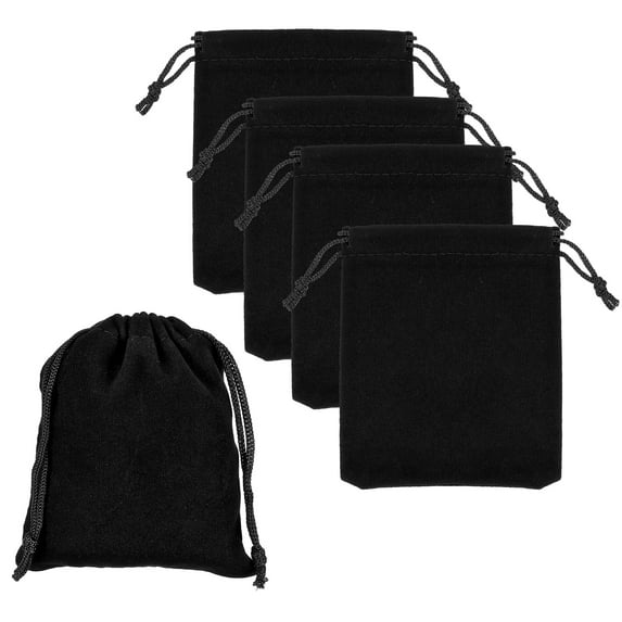 Uxcell Bluetooth Headphone Bag 5 Pcs 3.94x3.15 inch Travel Headset Carrying Pouch Soft Drawstring for Headphones Black
