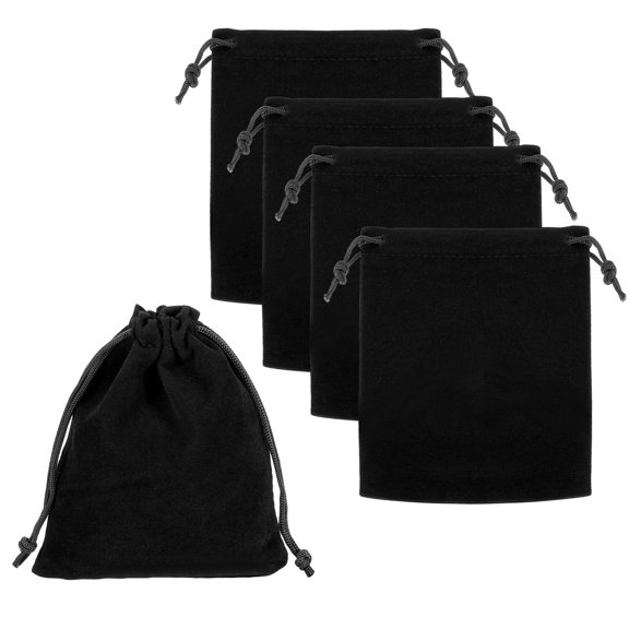 Uxcell Bluetooth Headphone Bag 5 Pcs 4.72x3.54 inch Travel Headset Carrying Pouch Soft Drawstring for Headphones Black