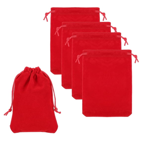Uxcell Bluetooth Headphone Bag 5 Pcs 5.91x3.94 inch Travel Headset Carrying Pouch Soft Drawstring for Headphones Red