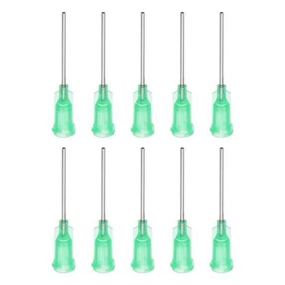 Uxcell Blunt Tip Dispensing Needle for Liquid Glue Gun, 18G 1", 10 Pack (Green)