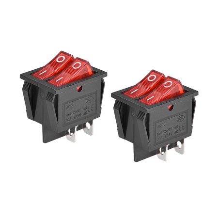 Uxcell Boat Rocker Switch Toggle Switch for Boat Car Marine Plastic Red 2pcs