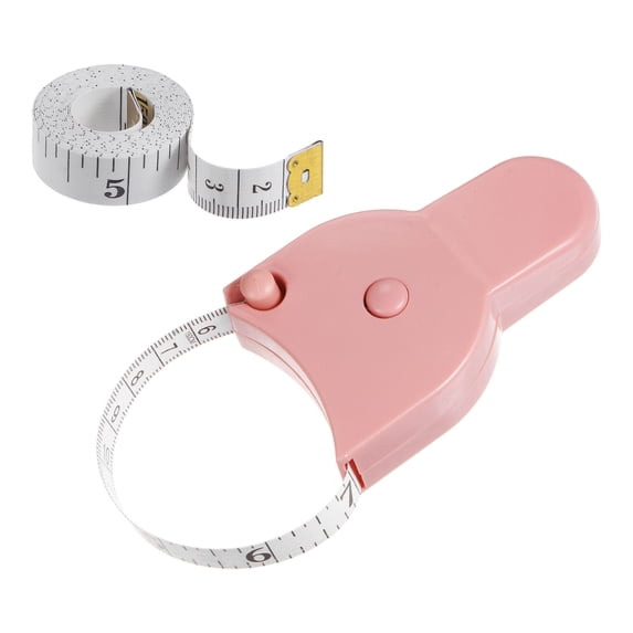 Uxcell Body Measure Tape 60" Pink Automatic Retractable Measuring Tape with Double Scale White Soft Tape Measure