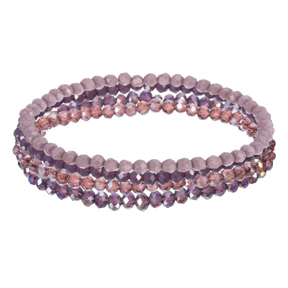 Uxcell Bohemian Stackable Bead Bracelets 4mm Multi-Layer Crystal Beads Stretch Bracelet Set for Women Wristbands Jewelry Costume Gifts, Purple