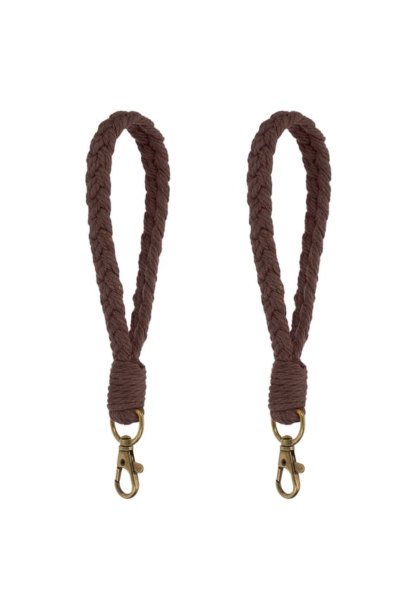 Boho Handmade Bracelet Keychain, 2 Pcs Soft Macrame Keychain for Gym Travel Concerts, Coffee