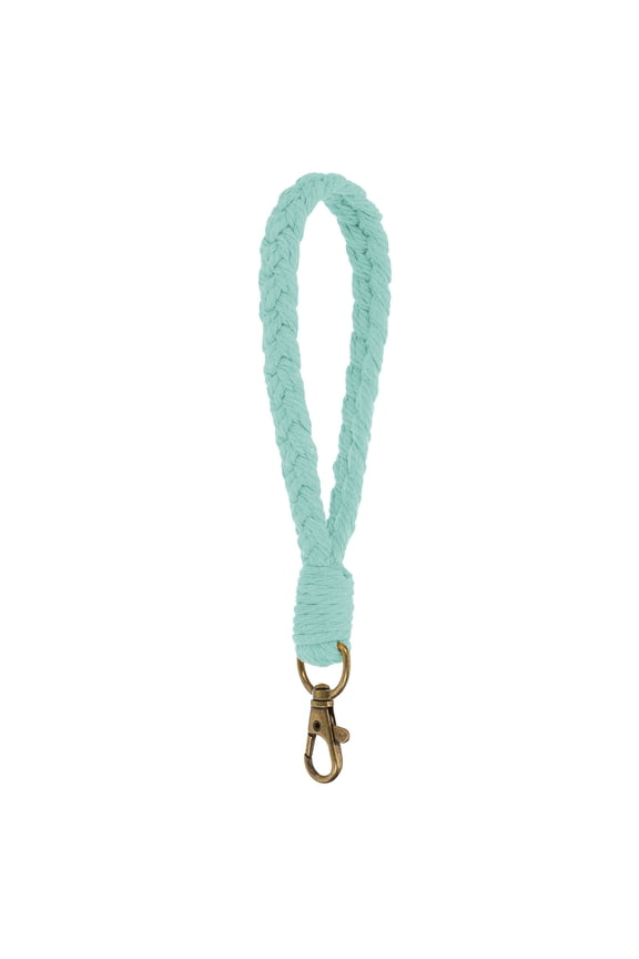 Boho Handmade Bracelet Keychain, Soft Macrame Keychain for Gym Travel Concerts, Light Blue