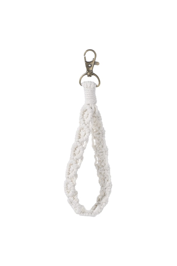 Boho Macrame Keychain Bracelet Boho Handmade Wrist Keychain White