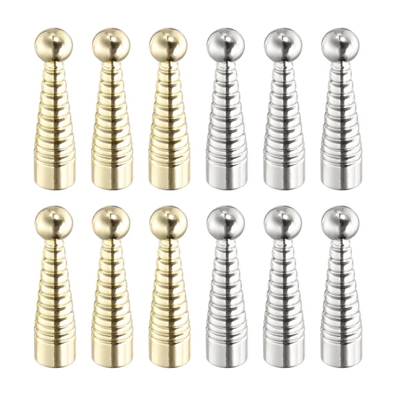 Uxcell Bolo Tie Tips, 1 Inch Silver, Light Gold Spiral Cones Alloy Bolo Tie Supplies Cord End Caps Replacement 4.2 mm Diameter for DIY Crafts Clothes Decor, 12Pcs