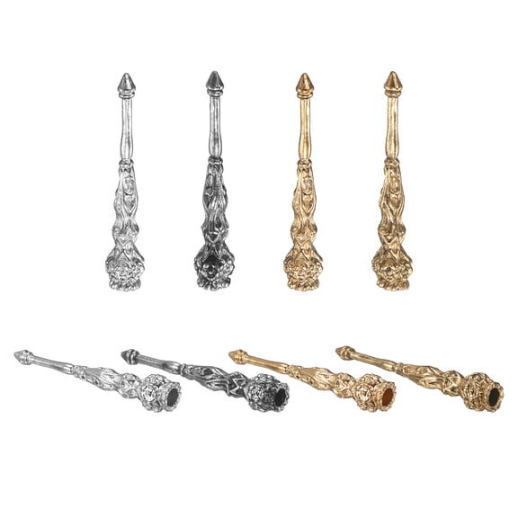 Uxcell Bolo Tie Tips, 8 Pcs 1.93 Inch Vintage Alloy Bolo Tie Supplies Replacement Cord End Caps 4 mm Diameter for DIY Crafts Clothes Decor, Vintage Silver/Vintage Gold/Silver/Gold